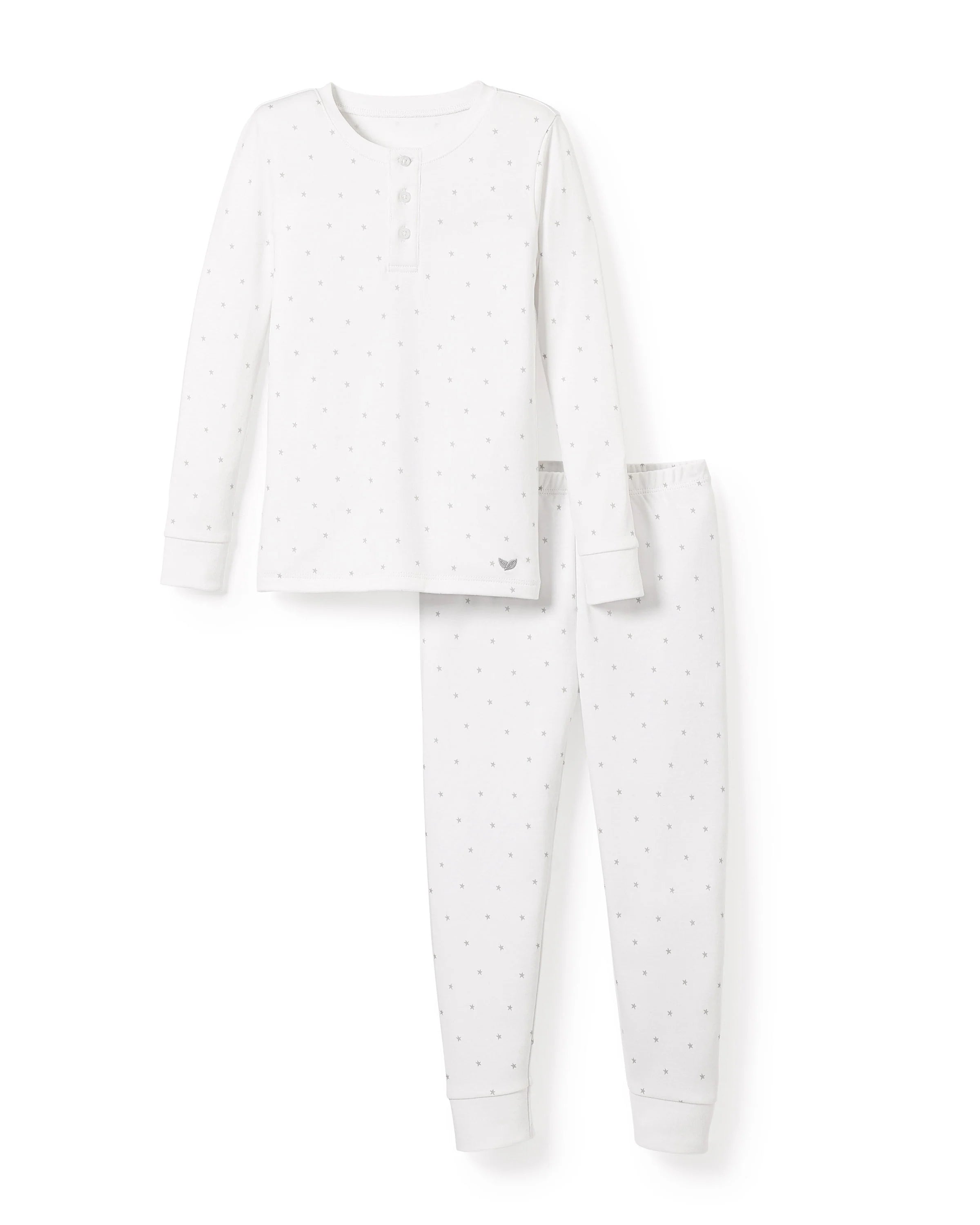 Image of Kid's Pima Snug Fit Pajama Set in Grey Stars